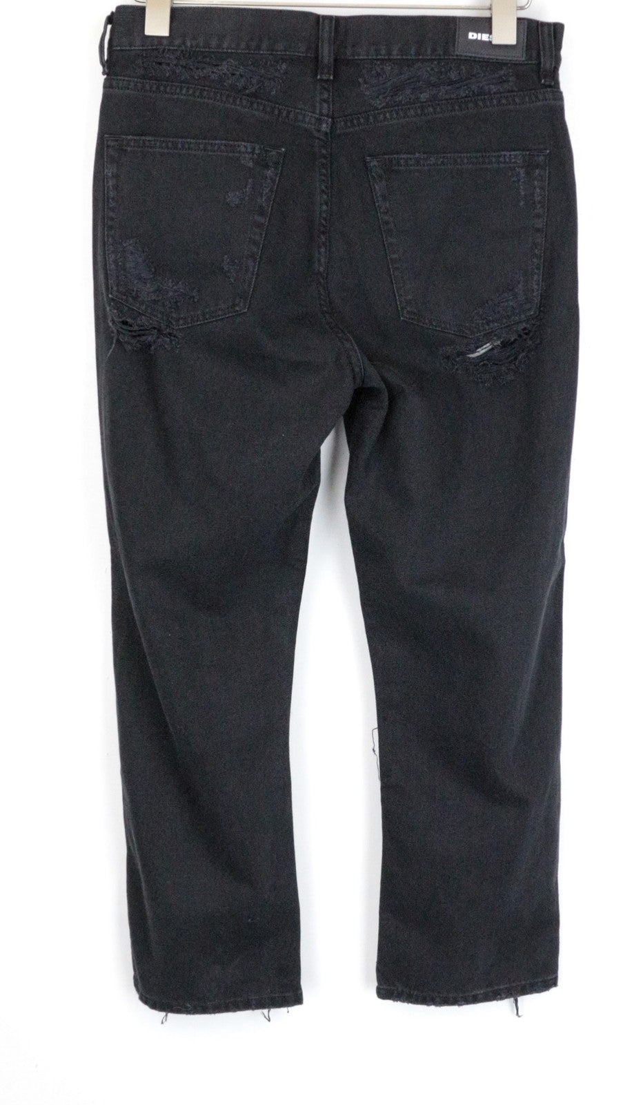DIESEL Aryel 084WH Women Jeans W27/L32 Straight Fit Ripped Pure Cotton Black