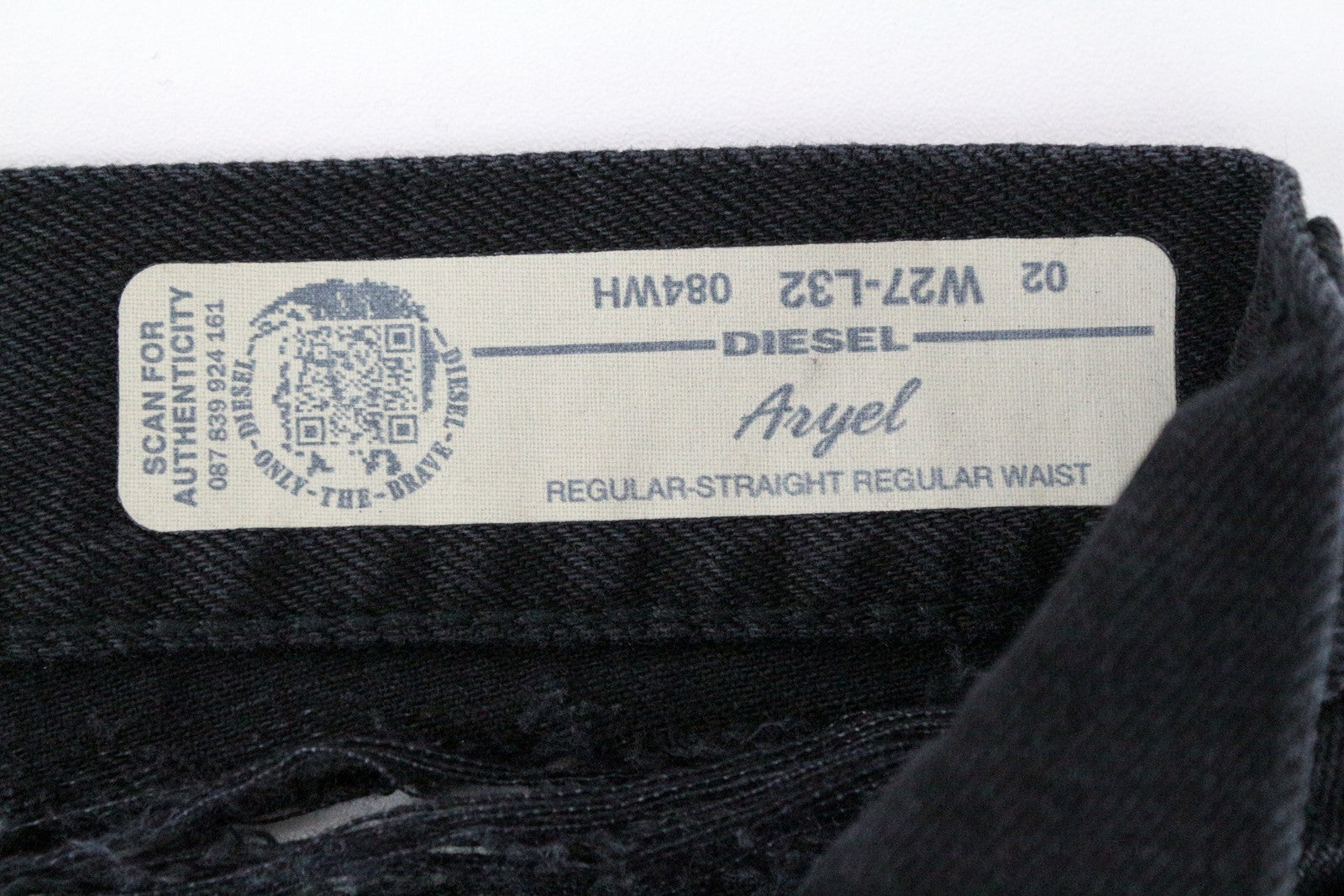 DIESEL Aryel 084WH Women Jeans W27/L32 Straight Fit Ripped Pure Cotton Black