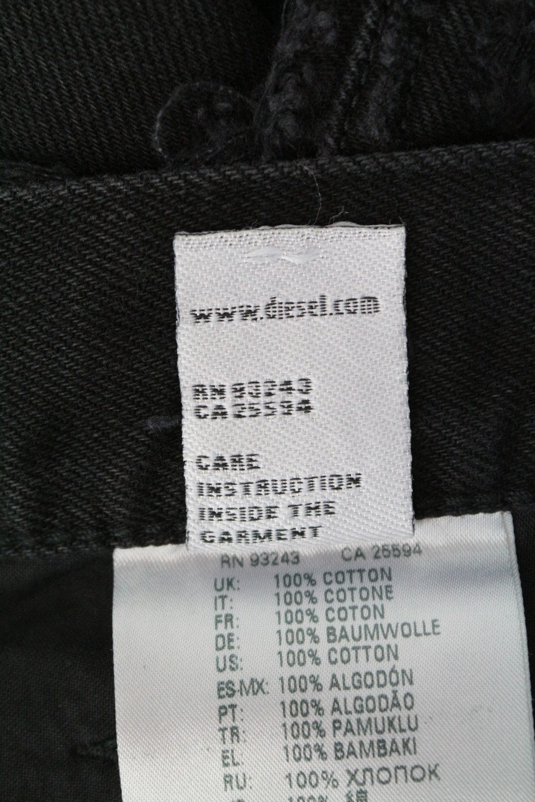 DIESEL Aryel 084WH Women Jeans W27/L32 Straight Fit Ripped Pure Cotton Black