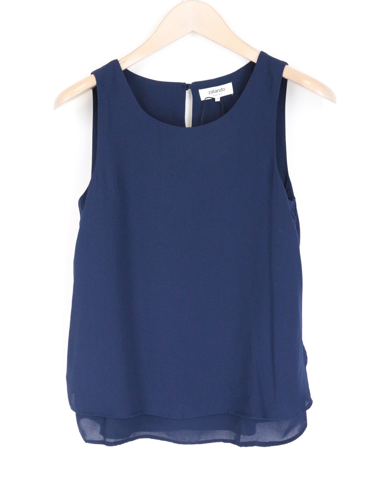 ZALANDO Women Blouse XS Navy Blue Sleeveless Round Neck Lightweight