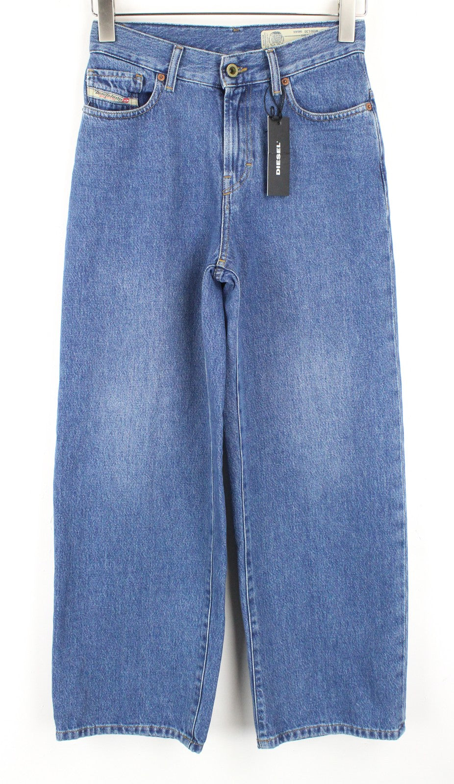 DIESEL Widee 080AN Women Jeans W24/L30 Straight Fit Blue Pure Cotton Girls