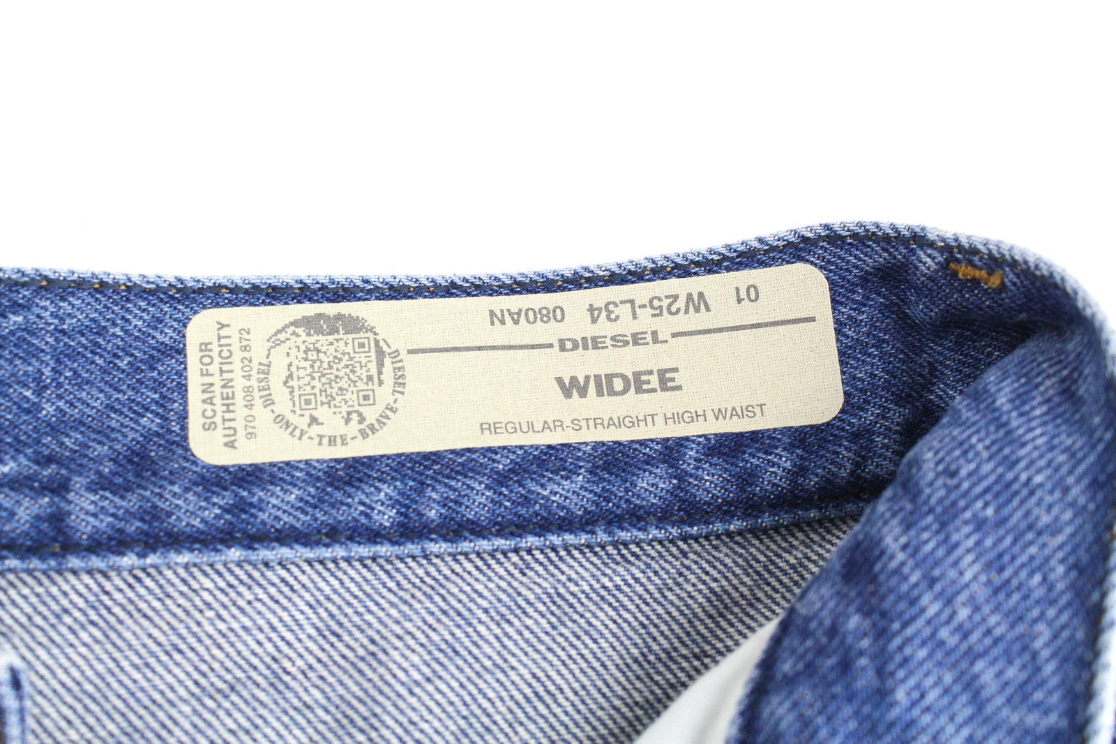 DIESEL Widee 080AN Women Jeans W25/L34 Straight Blue Pure Cotton High Waist