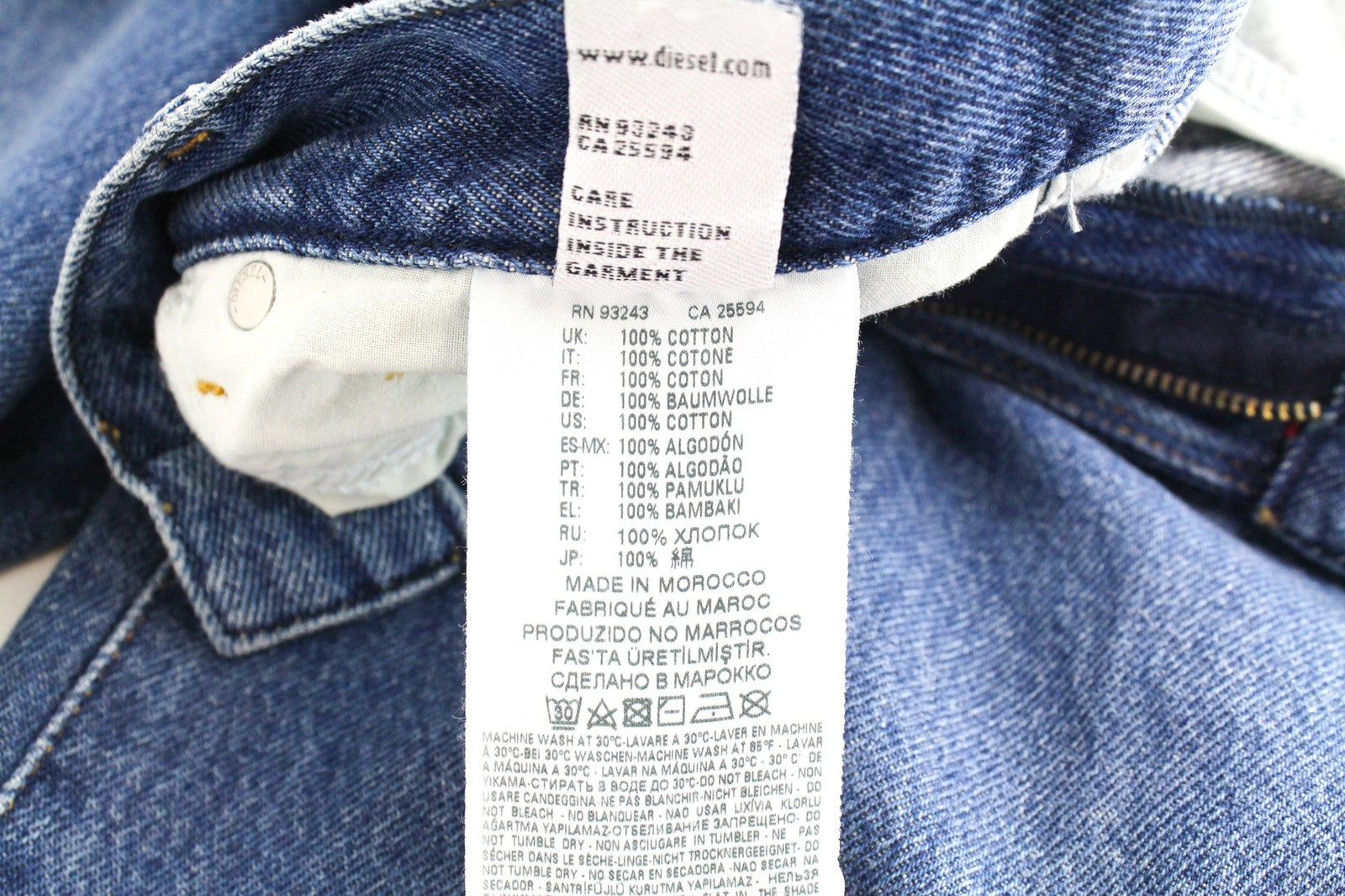 DIESEL Widee 080AN Women Jeans W25/L32 Straight Blue Pure Cotton High Waisted