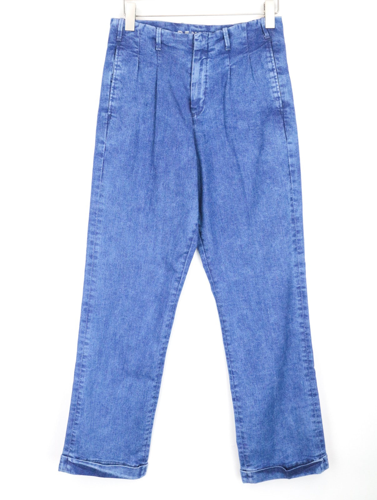 DENHAM Judy Women Jeans W30/L32 Flare Cotton Stretch Blue Pleated Front