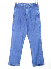 DENHAM Judy Women Jeans W30/L32 Flare Cotton Stretch Blue Pleated Front