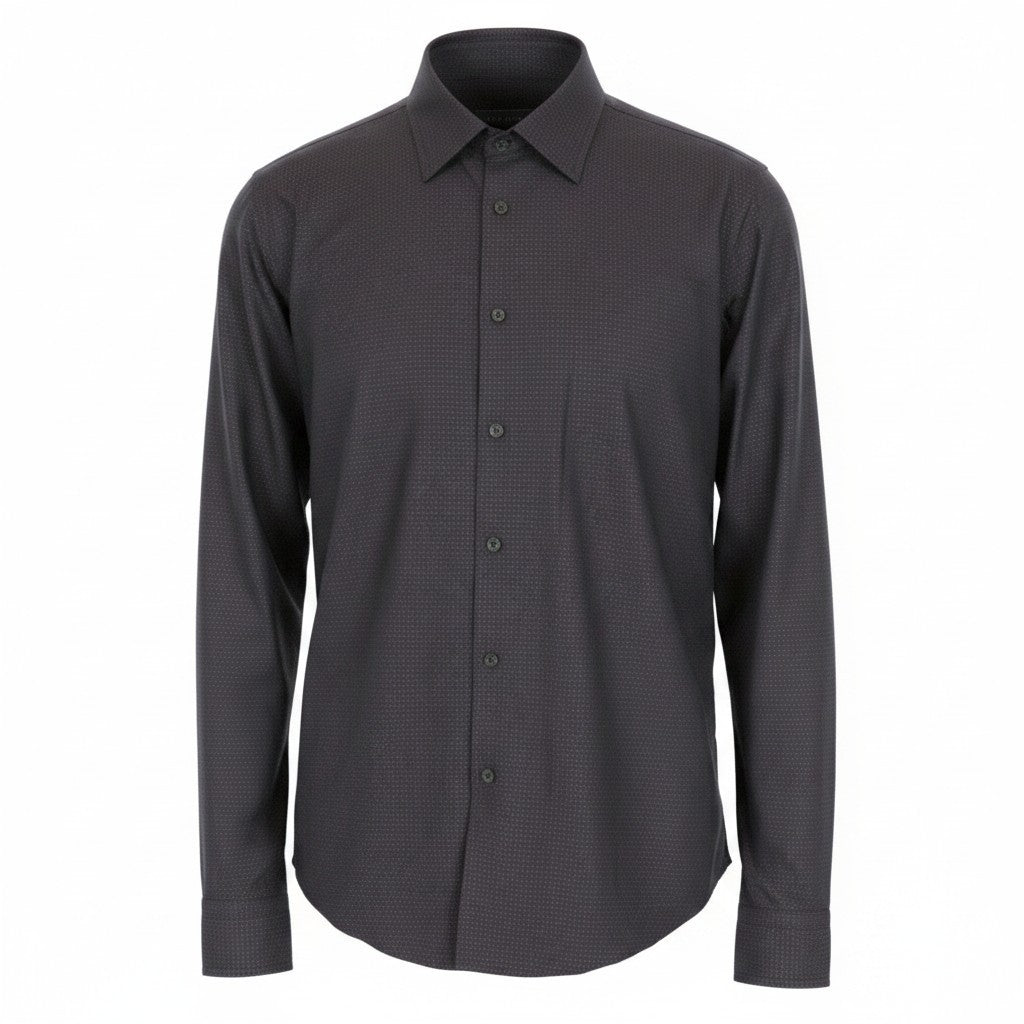 RICHMOND Men Shirt M/L Navy Pure Cotton Dot Patterned Long Sleeved Button-Up