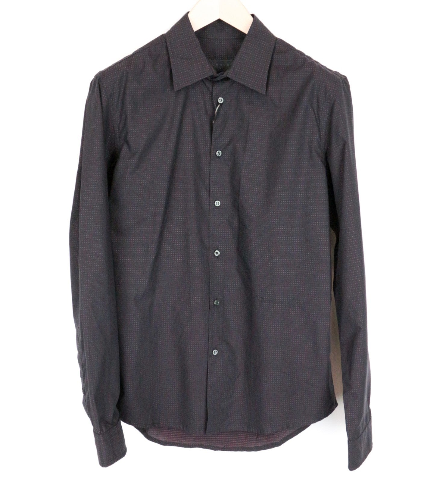 RICHMOND Men Shirt M/L Navy Pure Cotton Dot Patterned Long Sleeve Button-Up