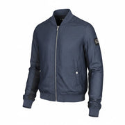 RICHMOND Men Jacket 48 M Blue Cotton Linen Denim Look Bomber Long Sleeved