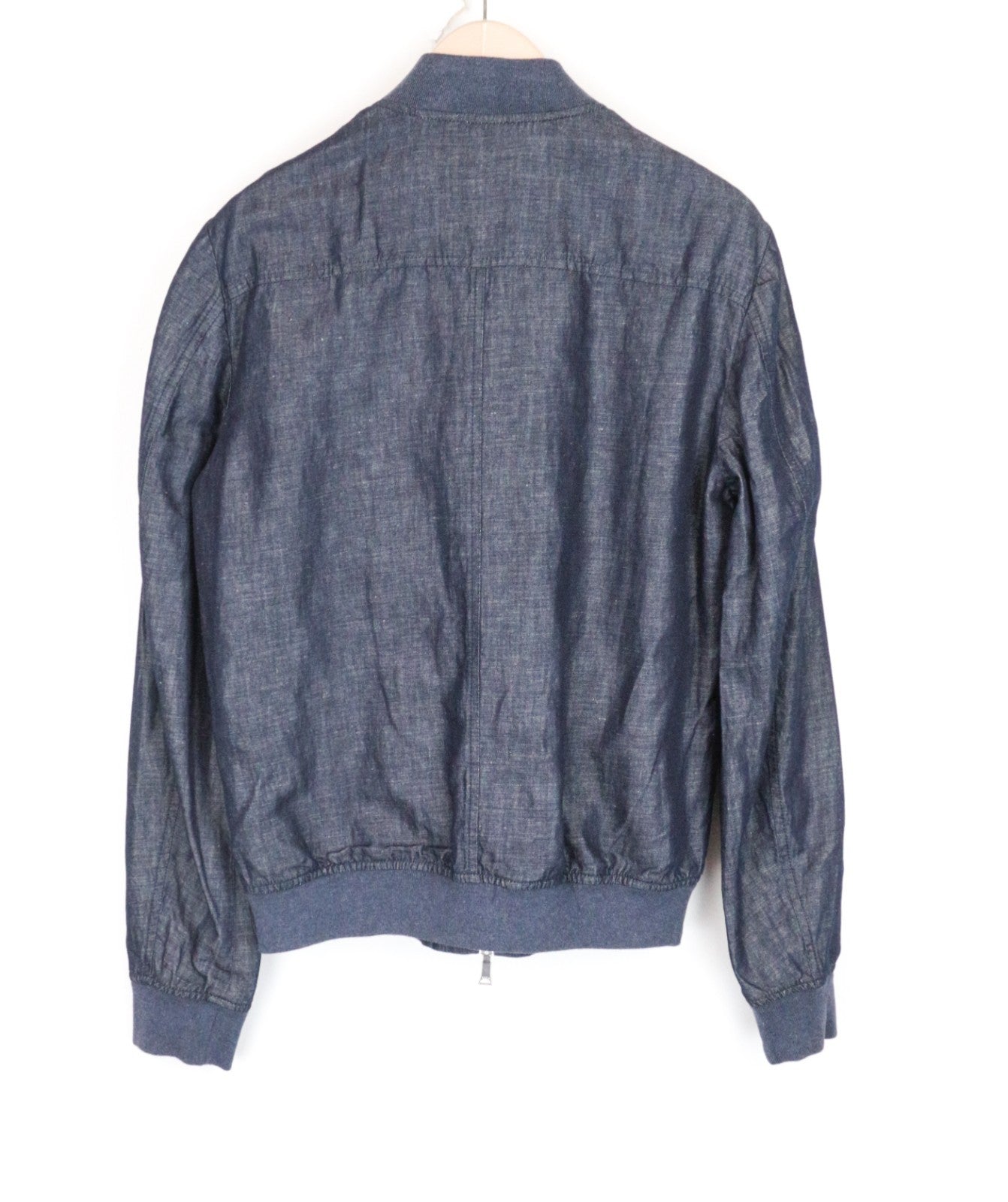 RICHMOND Men Jacket 48 M Blue Cotton Linen Denim Look Bomber Long Sleeved