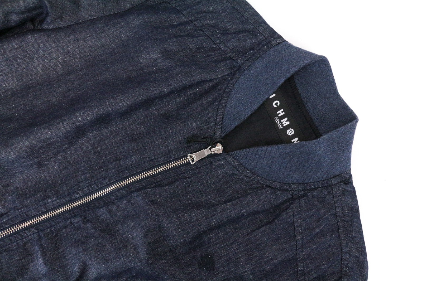 RICHMOND Men Jacket 48 M Blue Cotton Linen Denim Look Bomber Long Sleeved