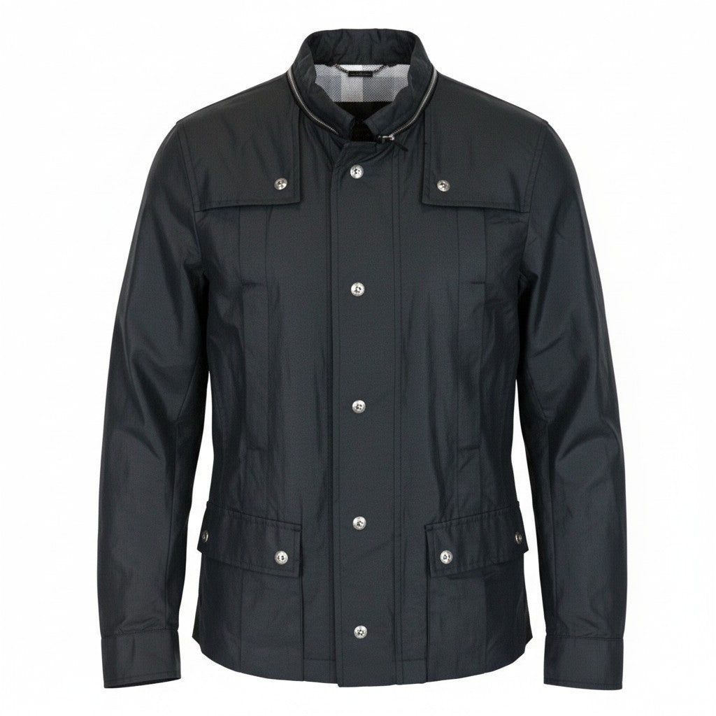 JOHN RICHMOND  Men Jacket 48  M Black Linen Cotton Blend Long Sleeved Zipped