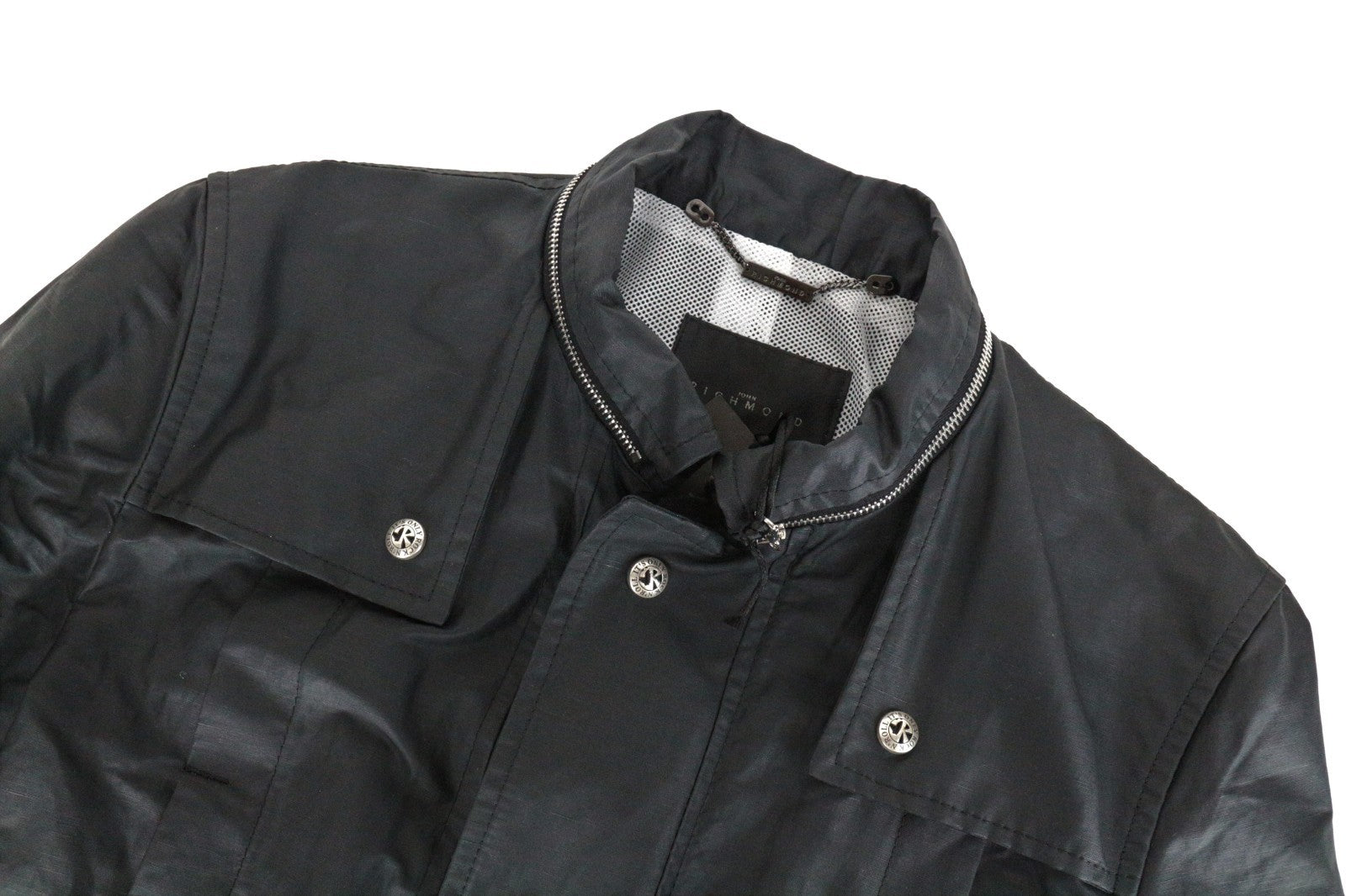 JOHN RICHMOND  Men Jacket 48  M Black Linen Cotton Blend Long Sleeved Zipped