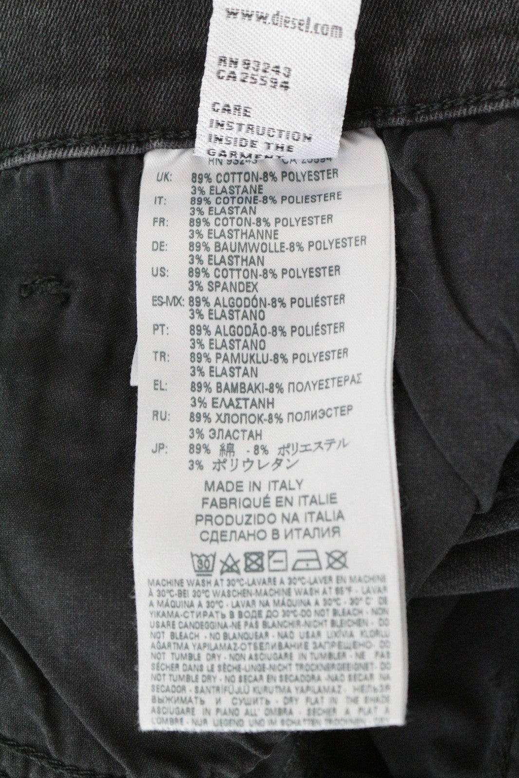 DIESEL D-Istort 085AW Men Jeans W32/L32 Super-Skinny Ripped Grey Cotton Stretch