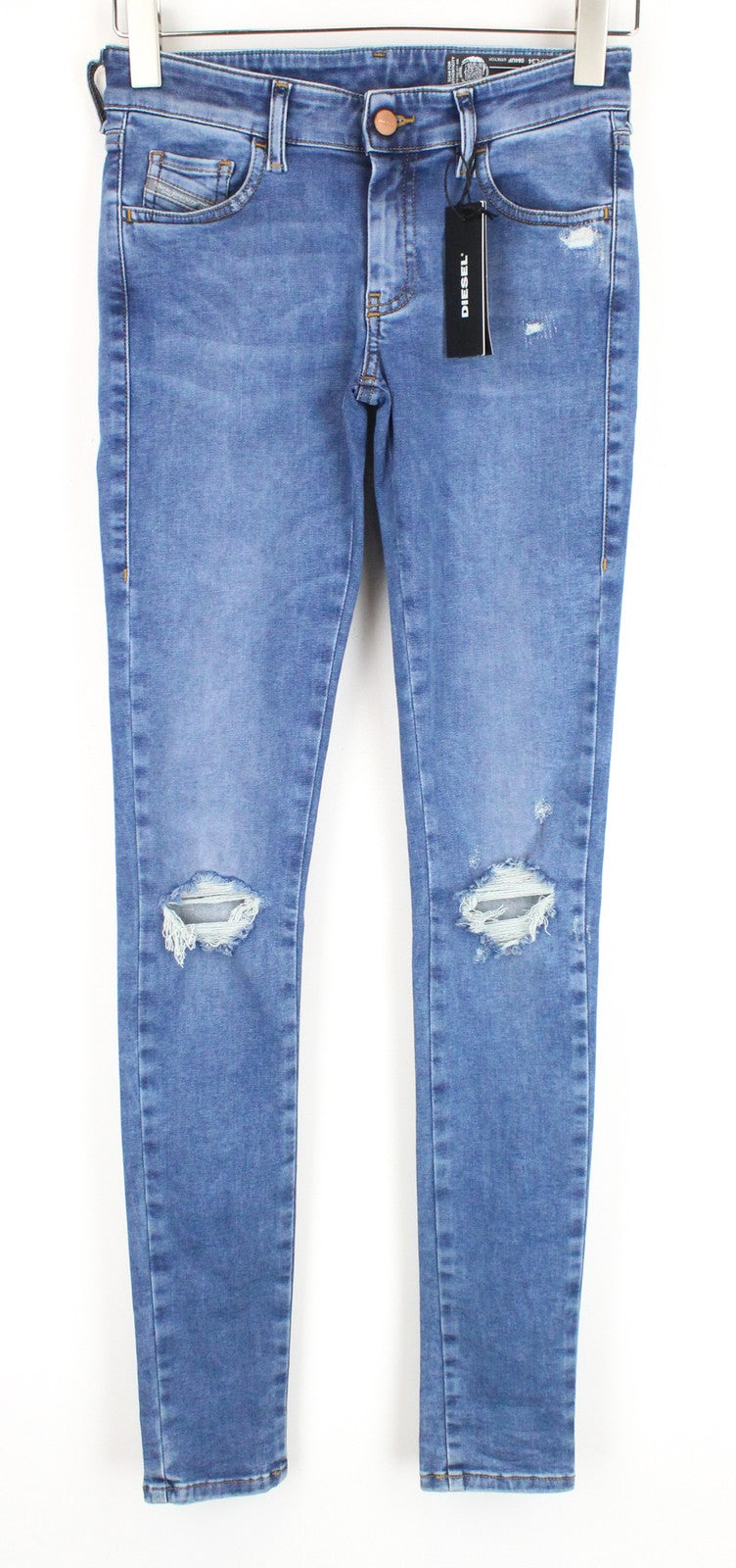 DIESEL Slandy-Low 084UF D.N.A. Women Jeans W26/L34 Wash Distressed Super Skinny