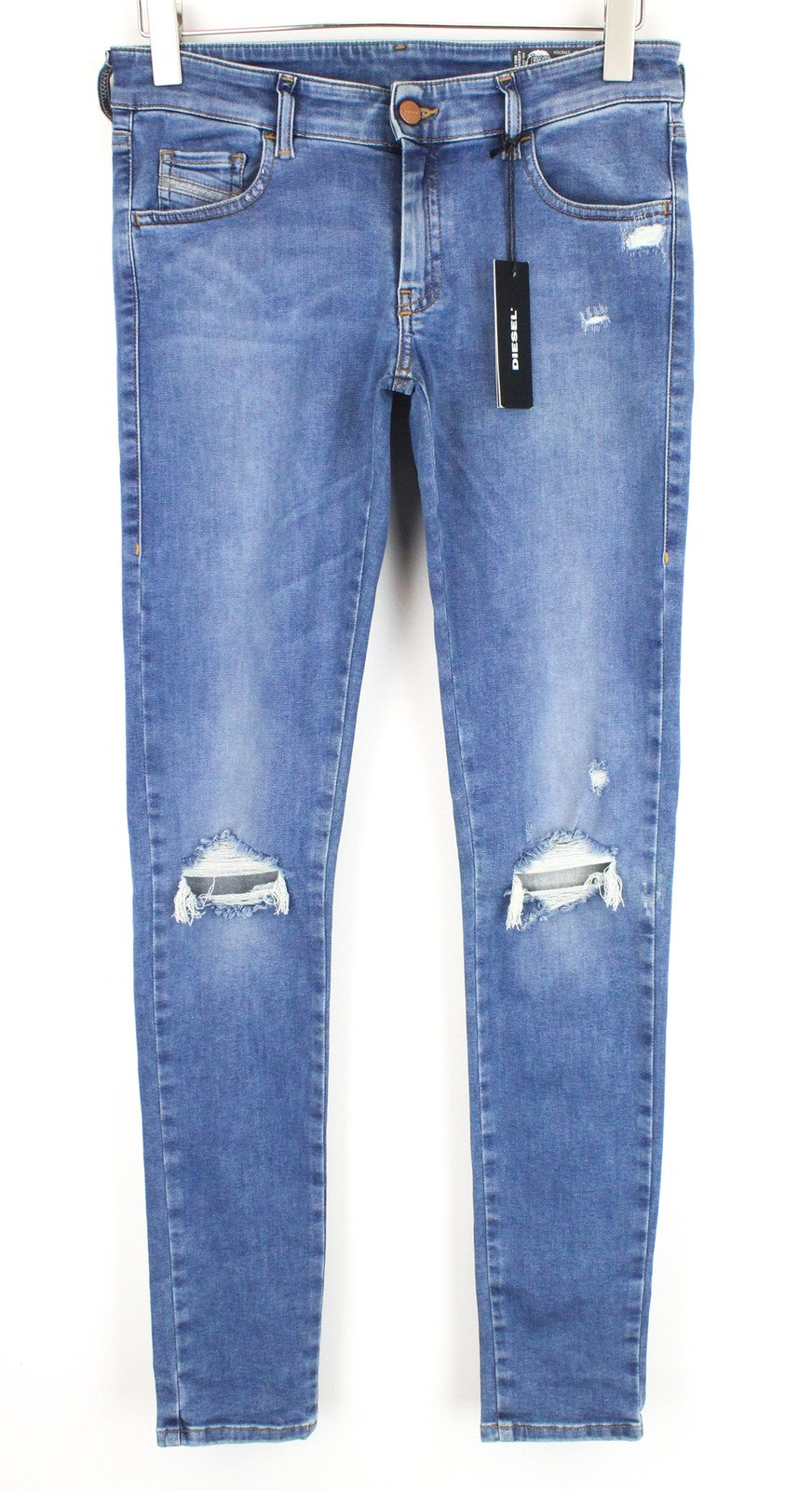 DIESEL Slandy-Low 084UF D.N.A. Women Jeans W30/L34 Distressed Super Skinny Blue