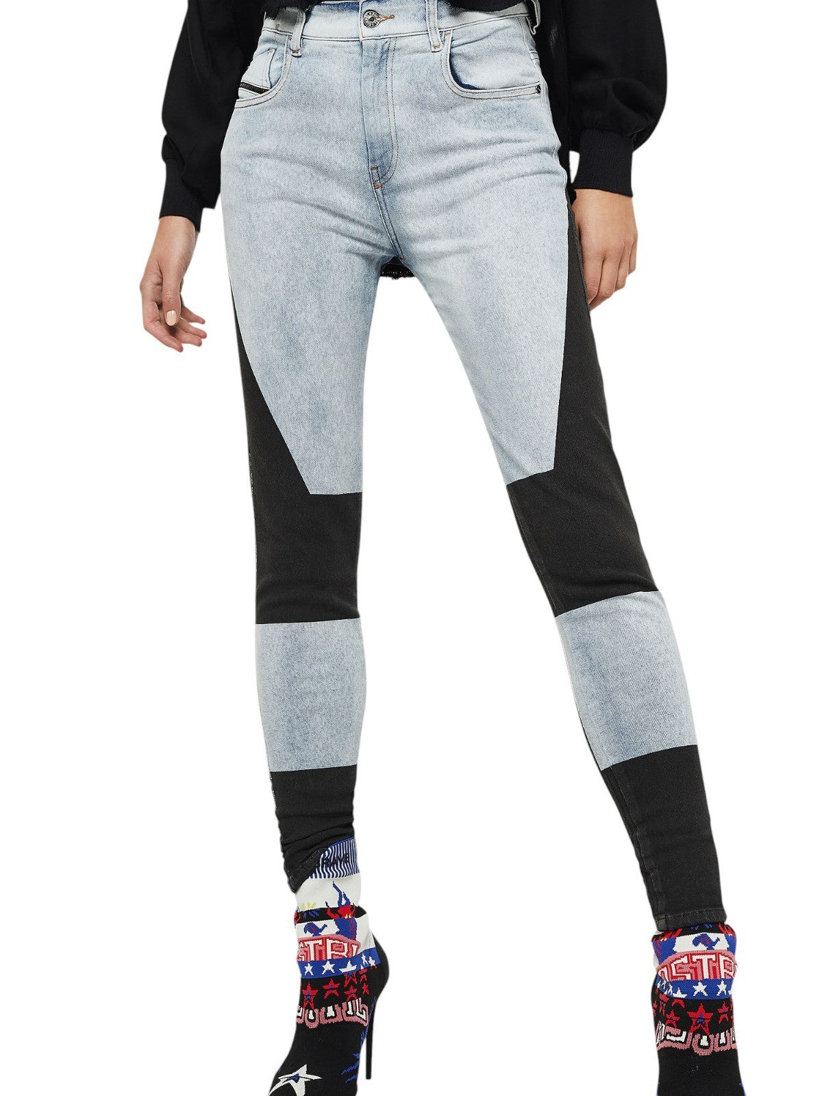 DIESEL Slandy-High-SP 0890M Women Jeans W27/L32 Super Skinny Faded Blue Stretch