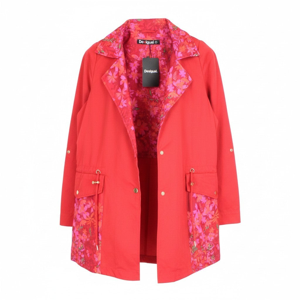 DESIGUAL Chaq Delphine Women Jacket 42 Mid-Length Lined Floral Patterned