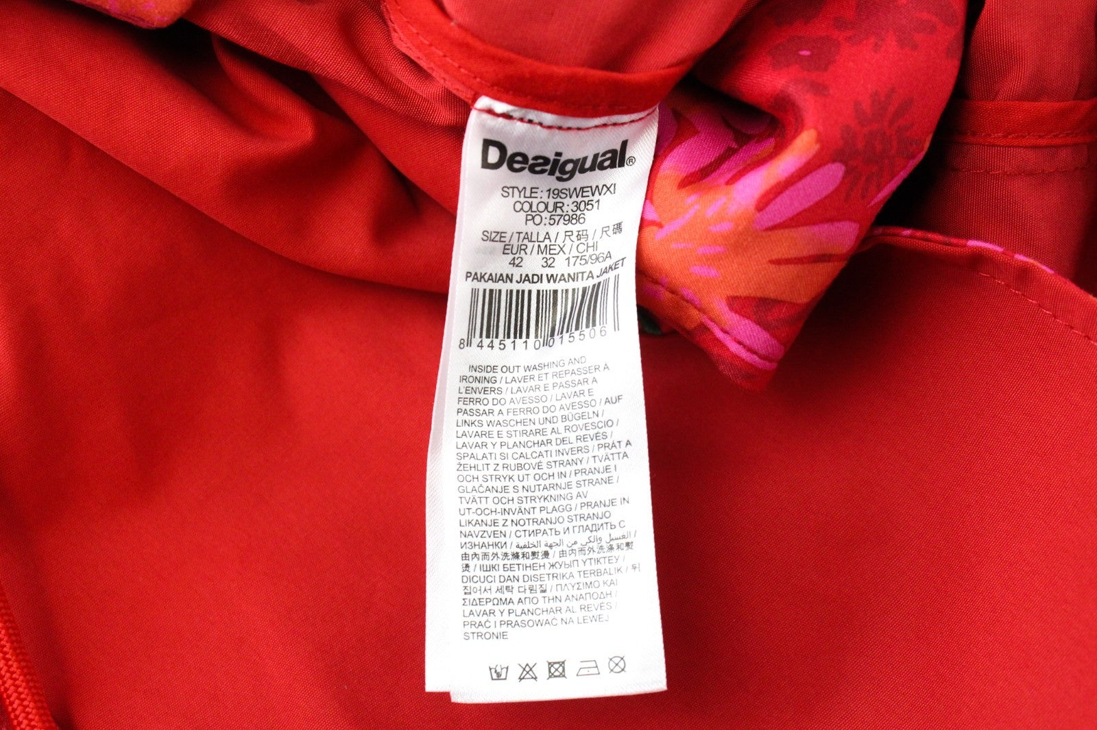 DESIGUAL Chaq Delphine Women Jacket 42 Mid-Length Lined Floral Patterned