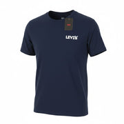 LEVI'S Standard Men T-Shirt L Dark Blue Tricot Cotton Crew Neck Short Sleeve
