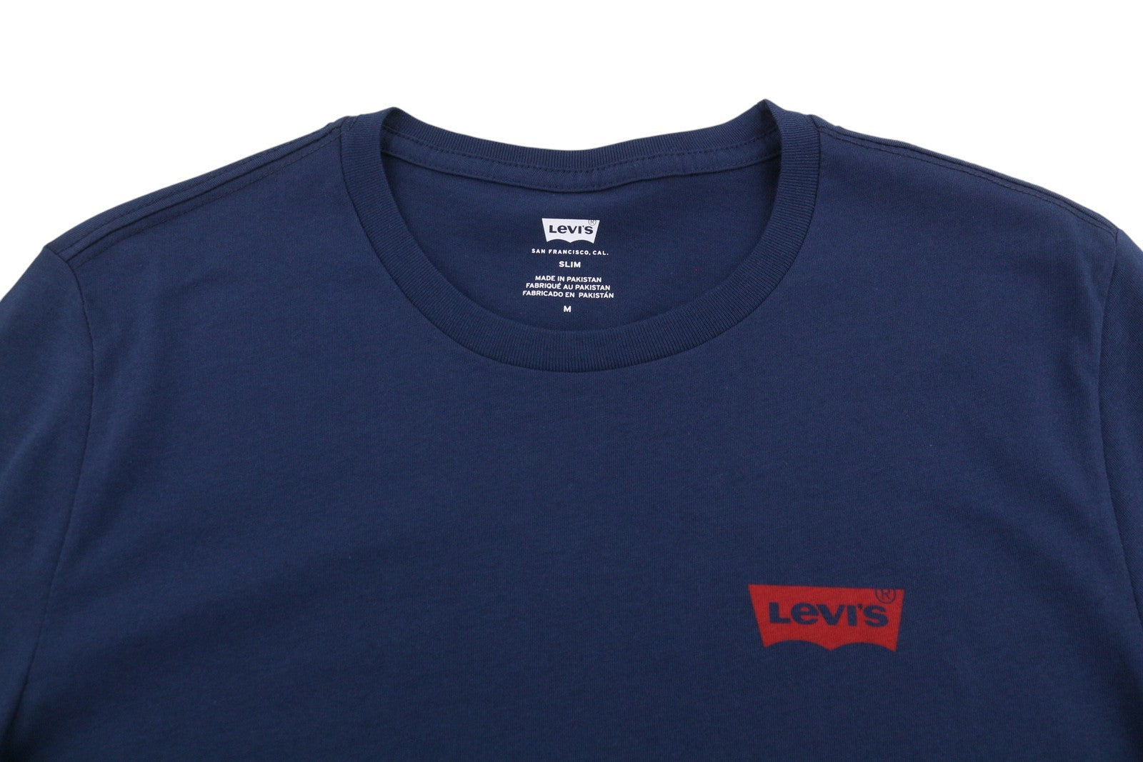 LEVI'S Slim Men T-Shirt M Dark Blue Tricot Cotton Crew Neck Short Sleeve