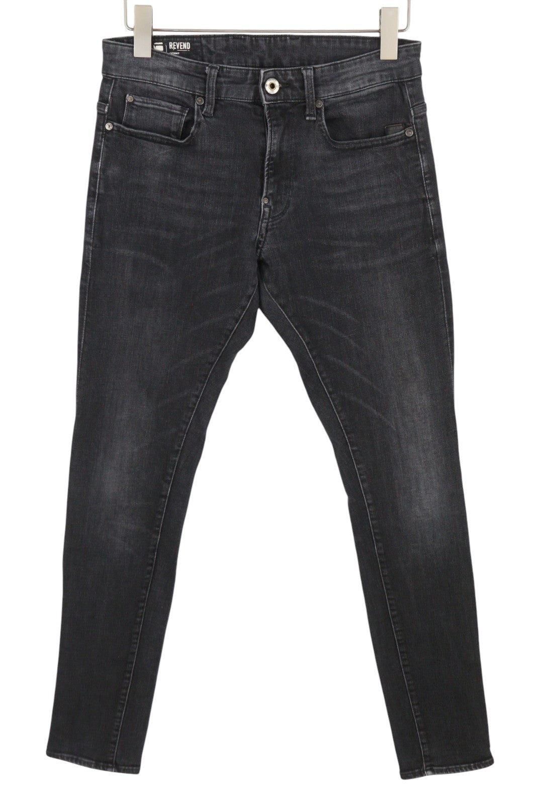 G-STAR Revend Skinny Men Jeans W30/L32 Black Whiskers Faded Zip Fly Denim