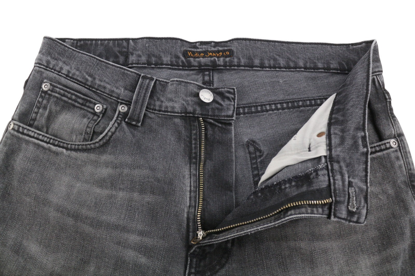 NUDIE JEANS Lean Dean Mono Grey Men Jeans W30/L28 Grey Faded Slim Tapered