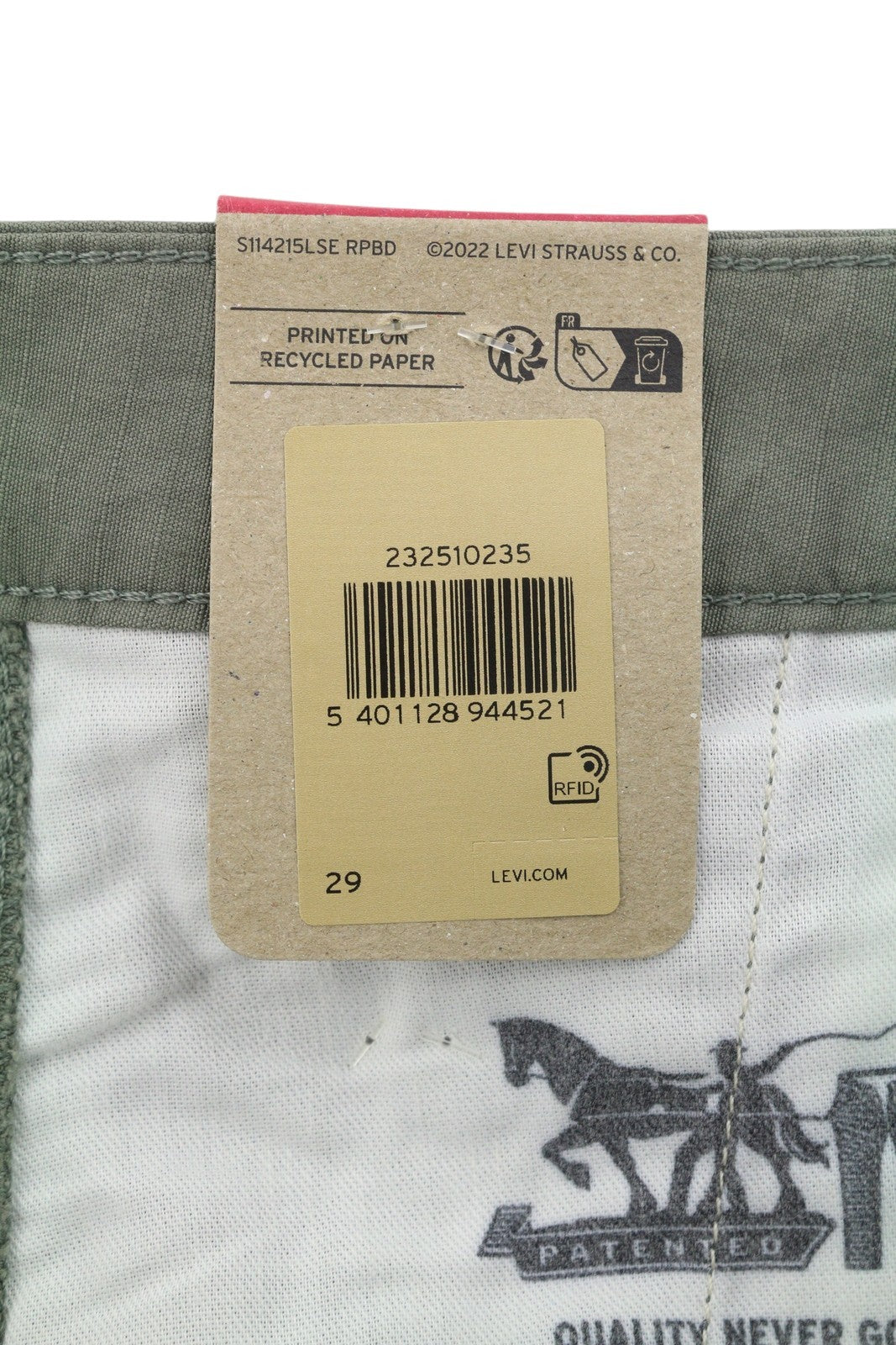 LEVI'S Carrier Cargo 9.5 Men Shorts W29 Grey Patch Pockets Zip Fly