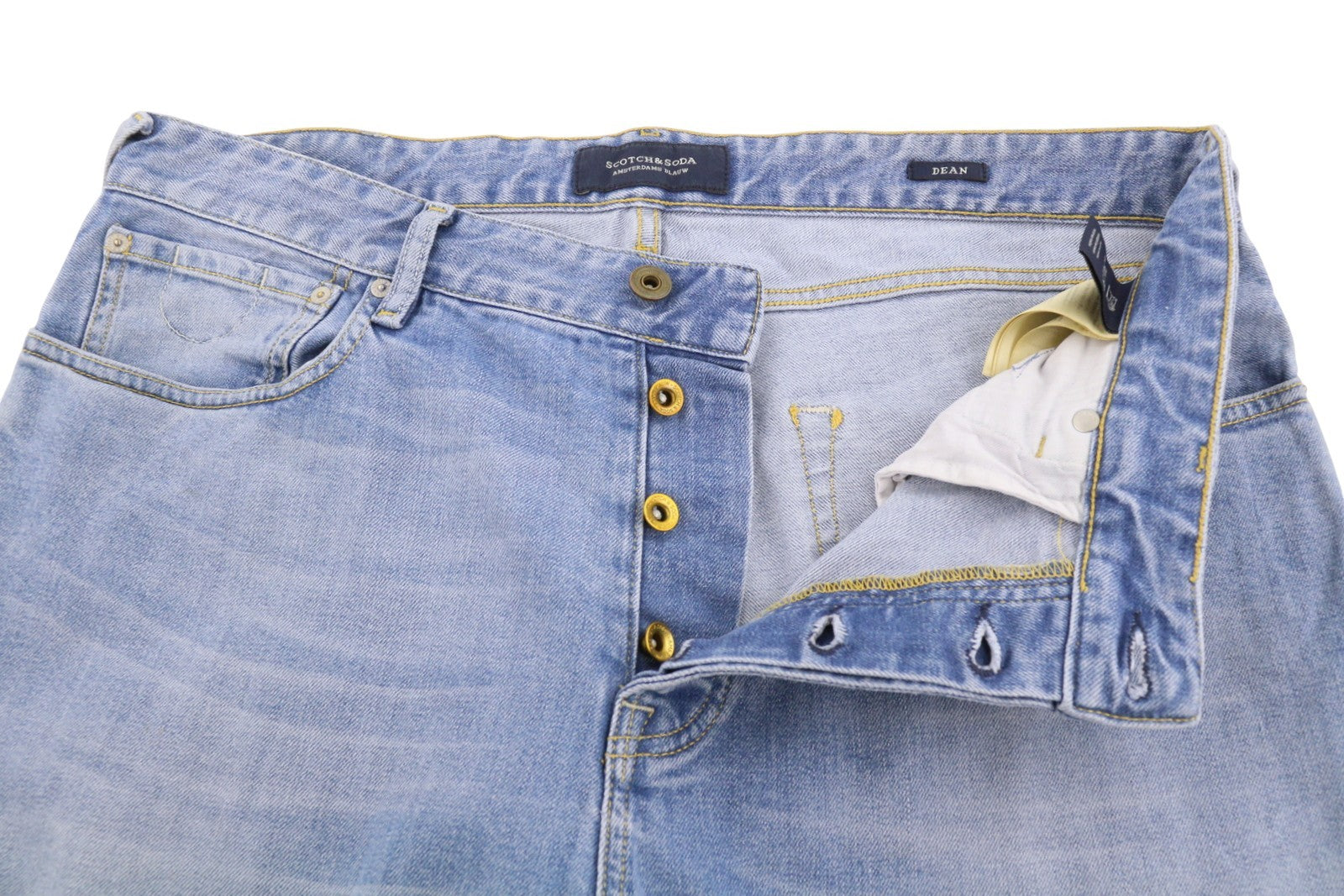 SCOTCH & SODA Dean Men Jeans W34/L30 Blue Whiskers Faded Loose Tapered Fit