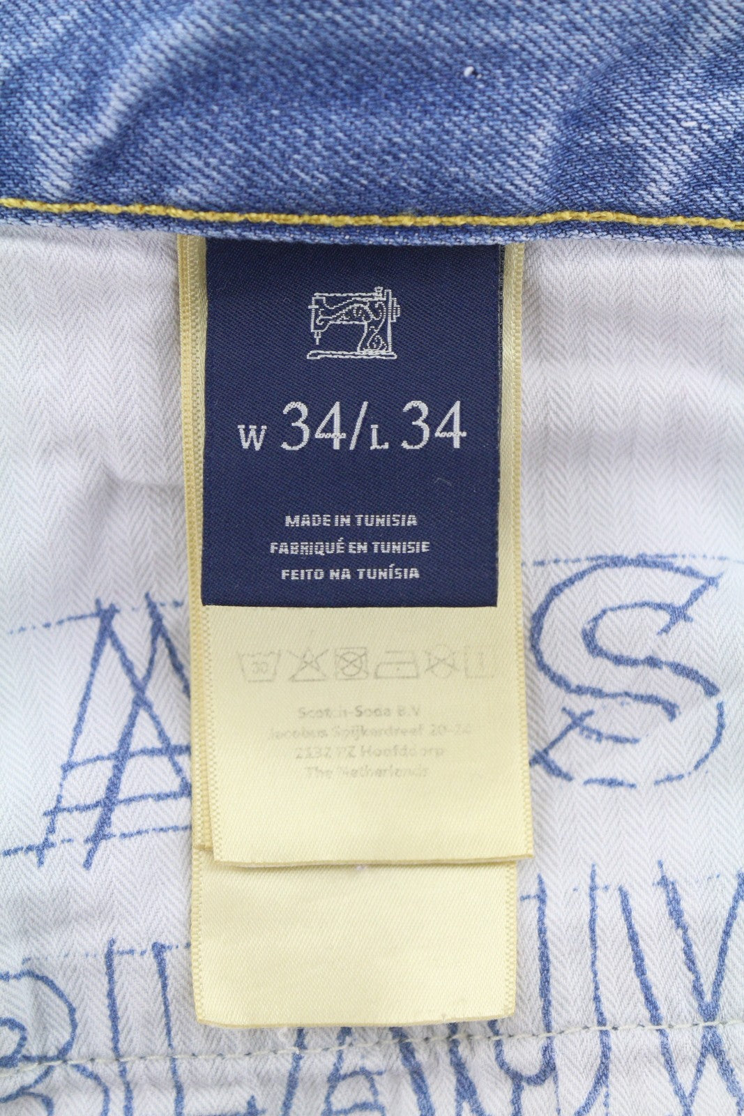 SCOTCH & SODA Dean Men Jeans W34/L30 Blue Whiskers Faded Loose Tapered Fit