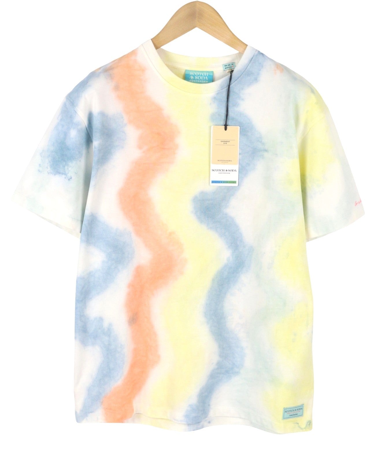 SCOTCH & SODA Men T-Shirt M Multicolour Spiral Dye Cotton Tricot Short Sleeve