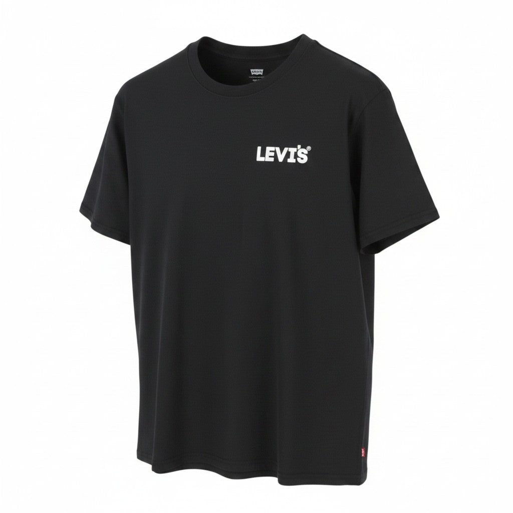 LEVI'S Relaxed Men T-Shirt L Black Tricot Cotton Crew Neck Short Sleeve
