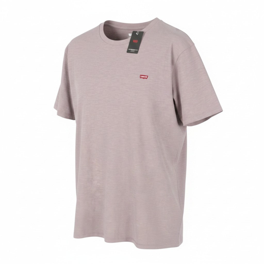 LEVI'S Standard Men T-Shirt 2XL Purple Melange Tricot Cotton Crew Short Sleeve