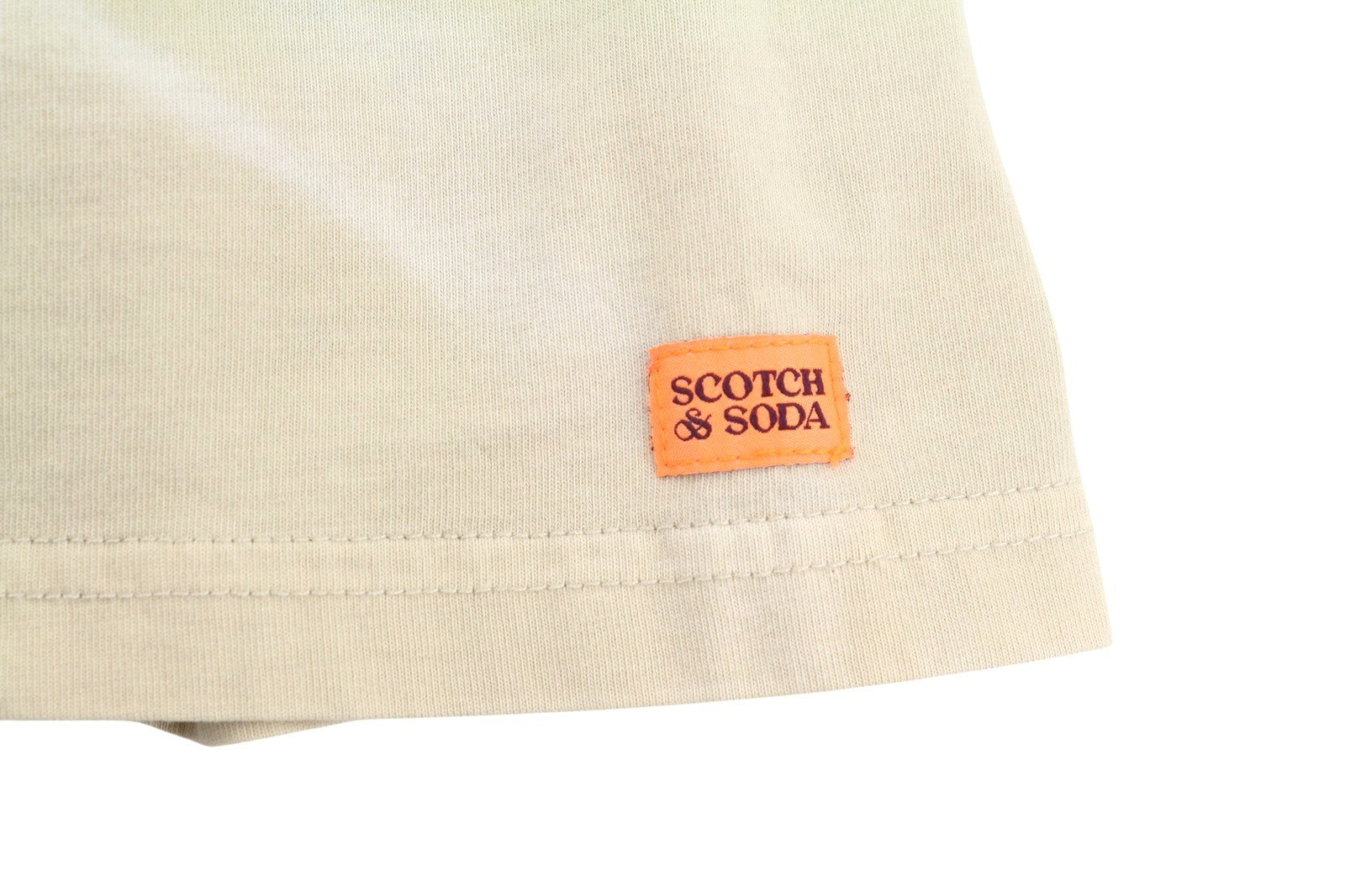 SCOTCH & SODA Men T-Shirt M Beige Patterned Crew Neck Tricot Short Sleeve