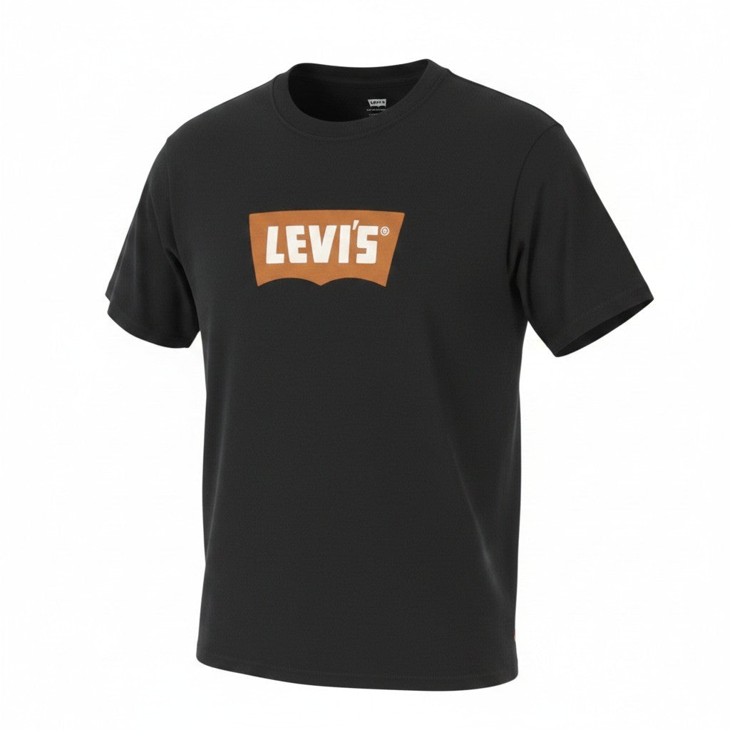 LEVI'S Vintage Fit Men T-Shirt L Black Tricot Cotton Crew Neck Short Sleeve