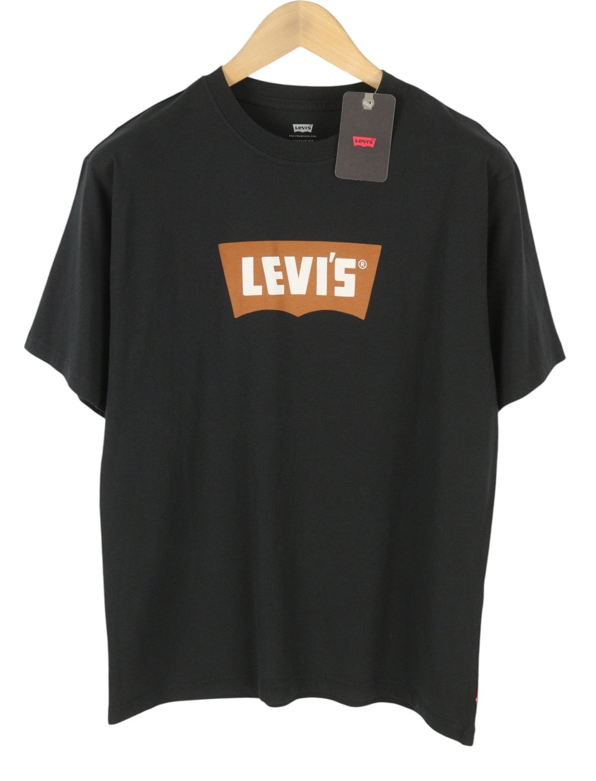 LEVI'S Vintage Fit Men T-Shirt L Black Tricot Cotton Crew Neck Short Sleeve