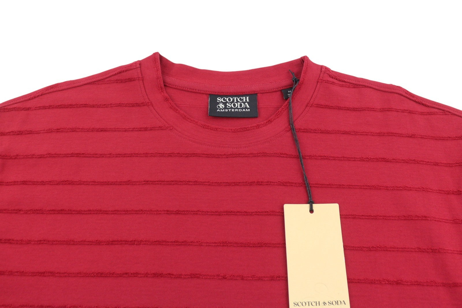 SCOTCH & SODA Men T-Shirt M Red Textured Tricot Crew Neck Short Sleeved
