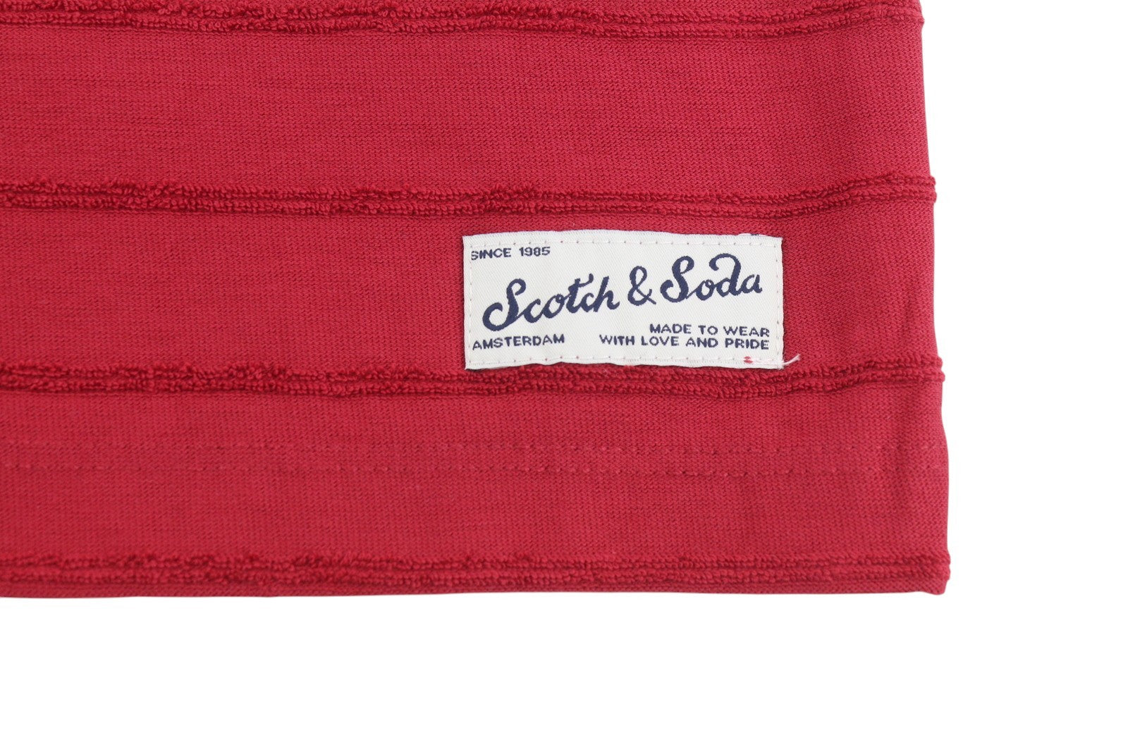 SCOTCH & SODA Men T-Shirt M Red Textured Tricot Crew Neck Short Sleeved