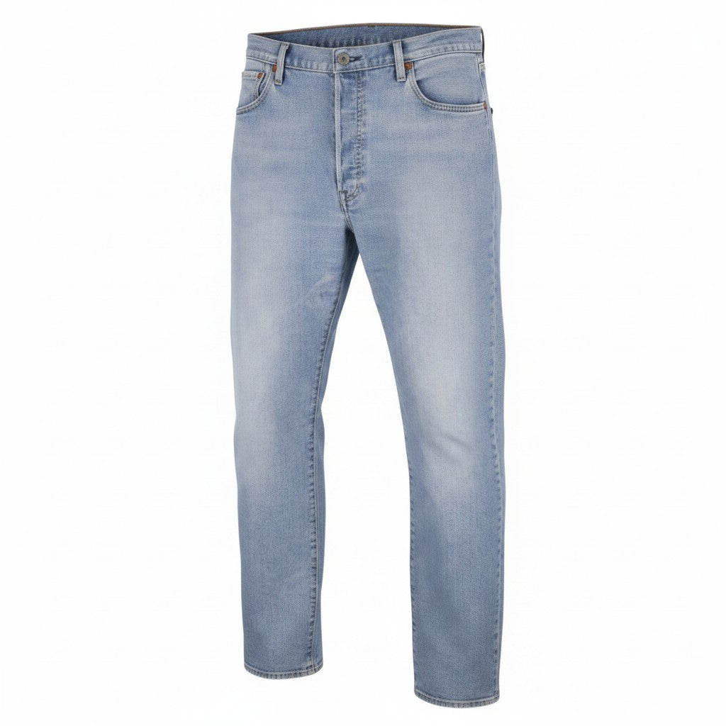 LEVI'S 501 Men Jeans W36/L34 Blue Faded Straight Fit Button Fly Premium Big E