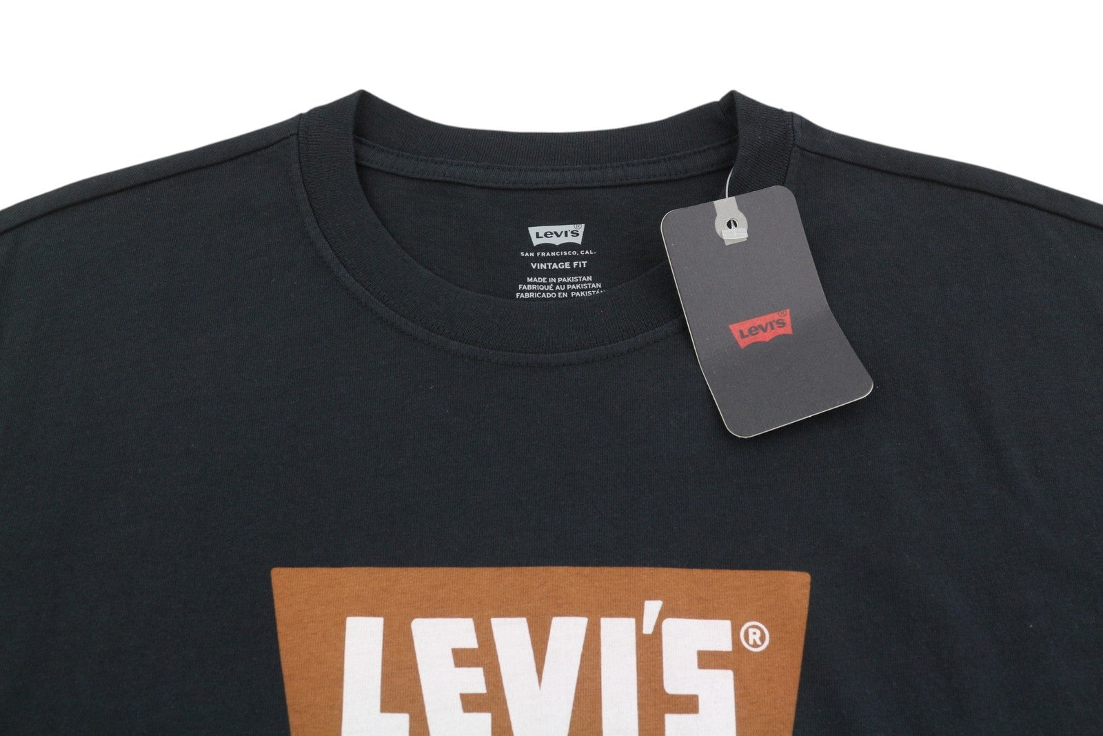 LEVI'S Vintage Fit Men T-Shirt M Black Tricot Cotton Crew Neck Short Sleeve