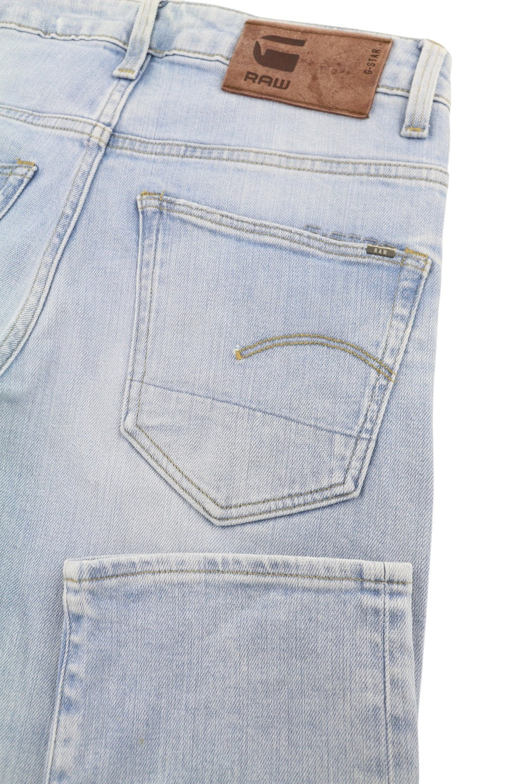 G-STAR 3301 Straight Men Jeans W29/L32 Blue Whiskers Faded Button Fly