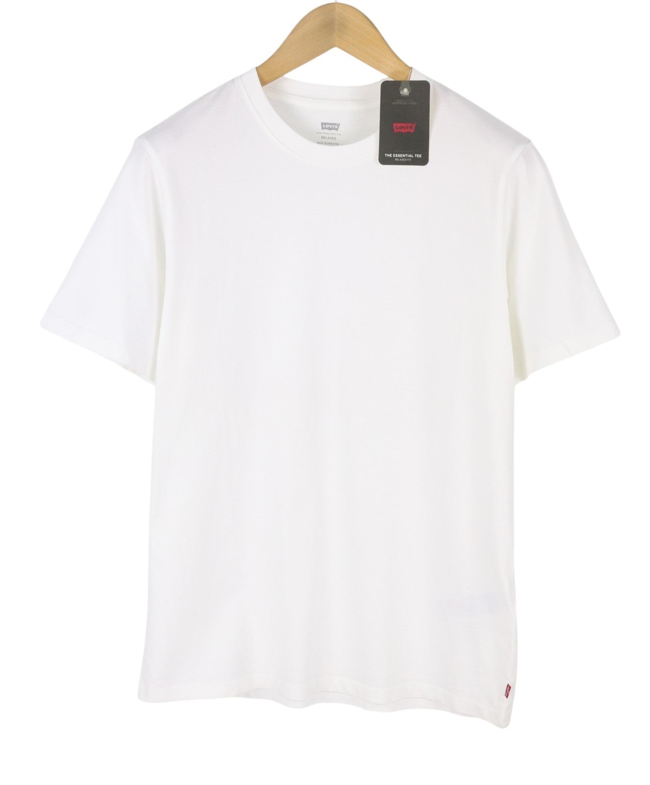 LEVI'S Relaxed Men T-Shirt S White Cotton Tricot Crew Short Sleeved