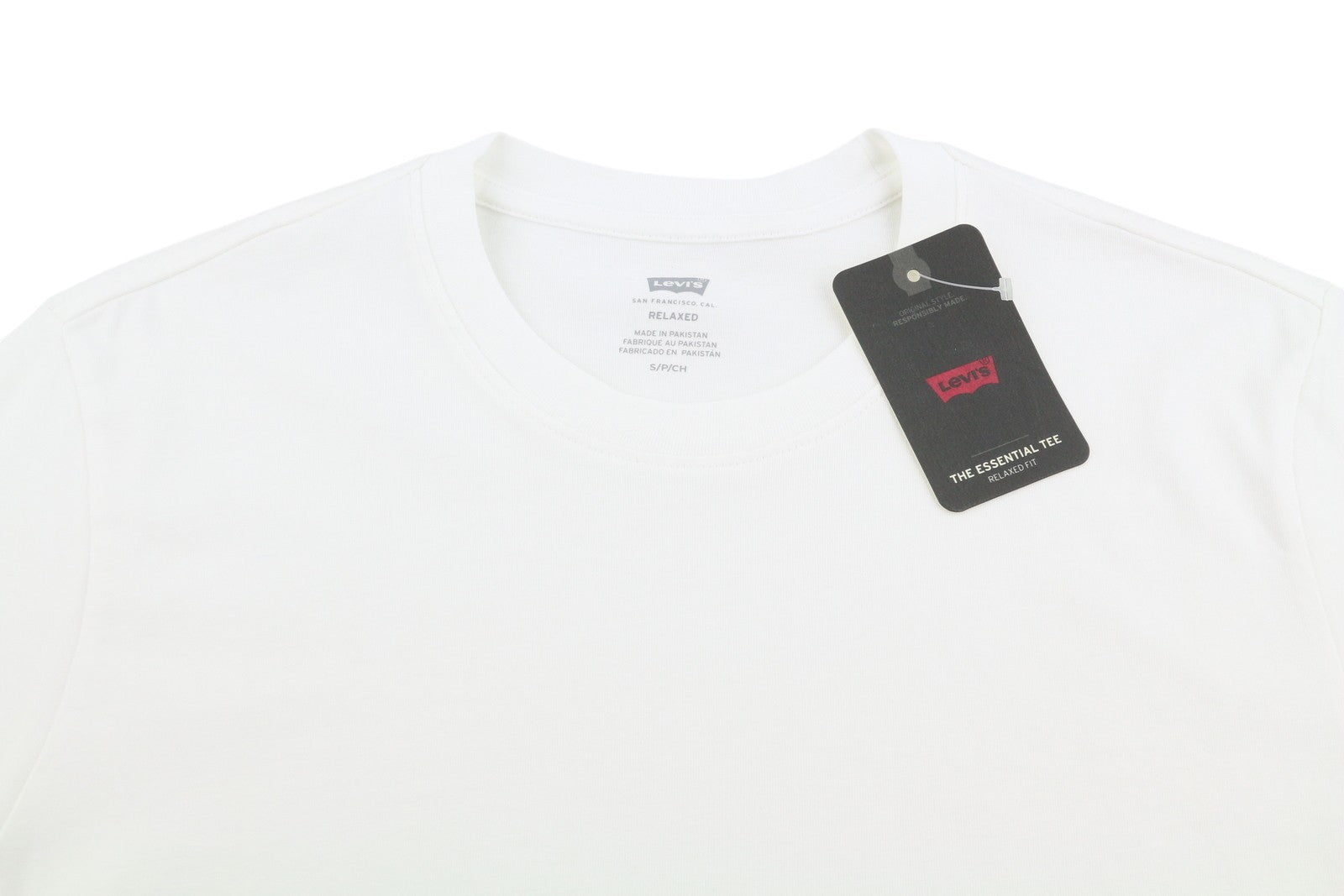 LEVI'S Relaxed Men T-Shirt S White Cotton Tricot Crew Short Sleeved
