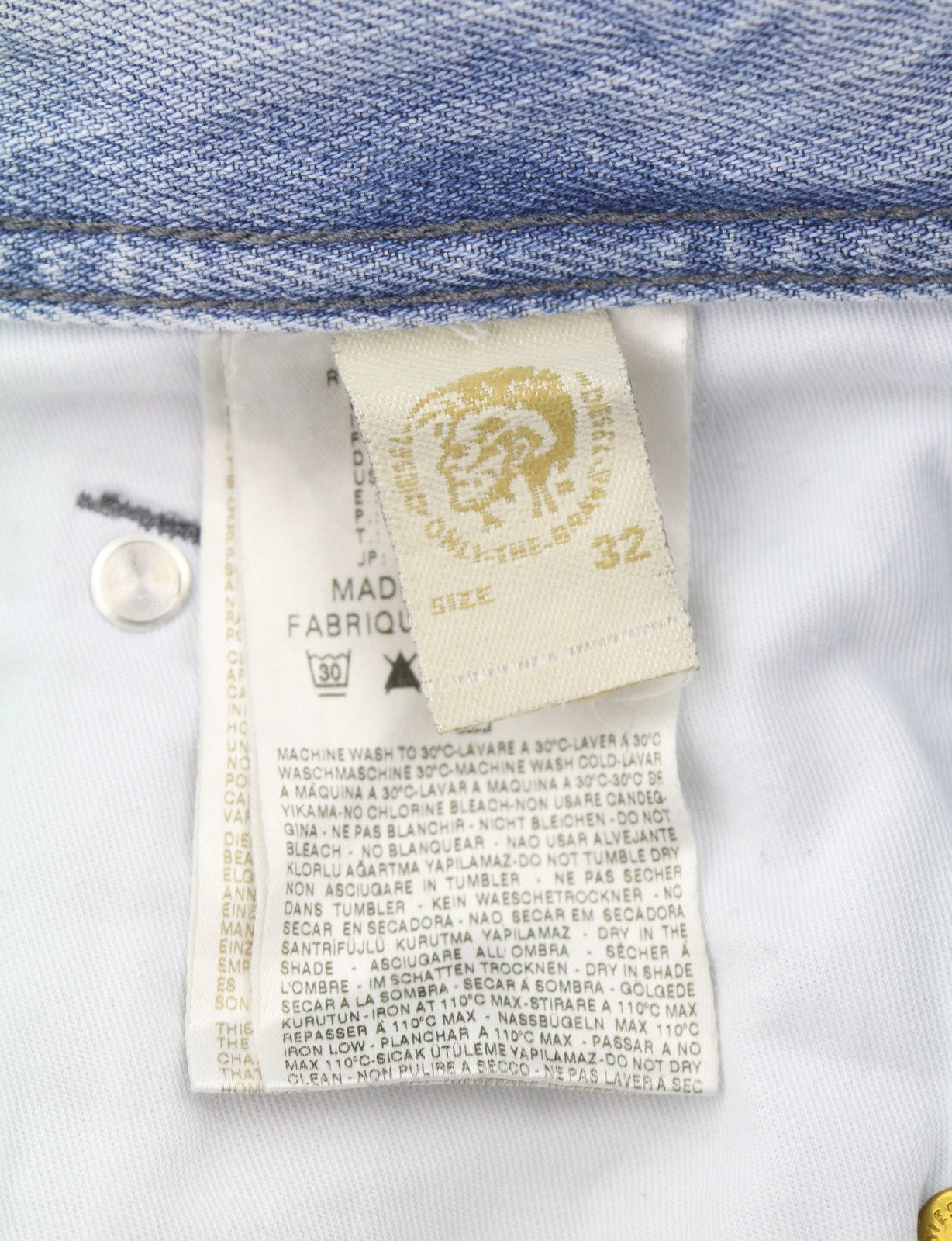 DIESEL Darron 008KJ Men Jeans W32/L34 Blue Faded Distress Regular Slim Tapered