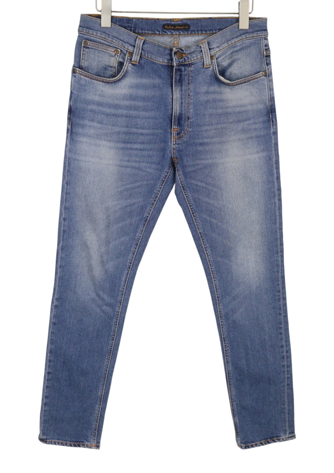 NUDIE JEANS Lean Dean Indigo Spirit Men Jeans W34/L34 Blue Whiskers Faded Slim