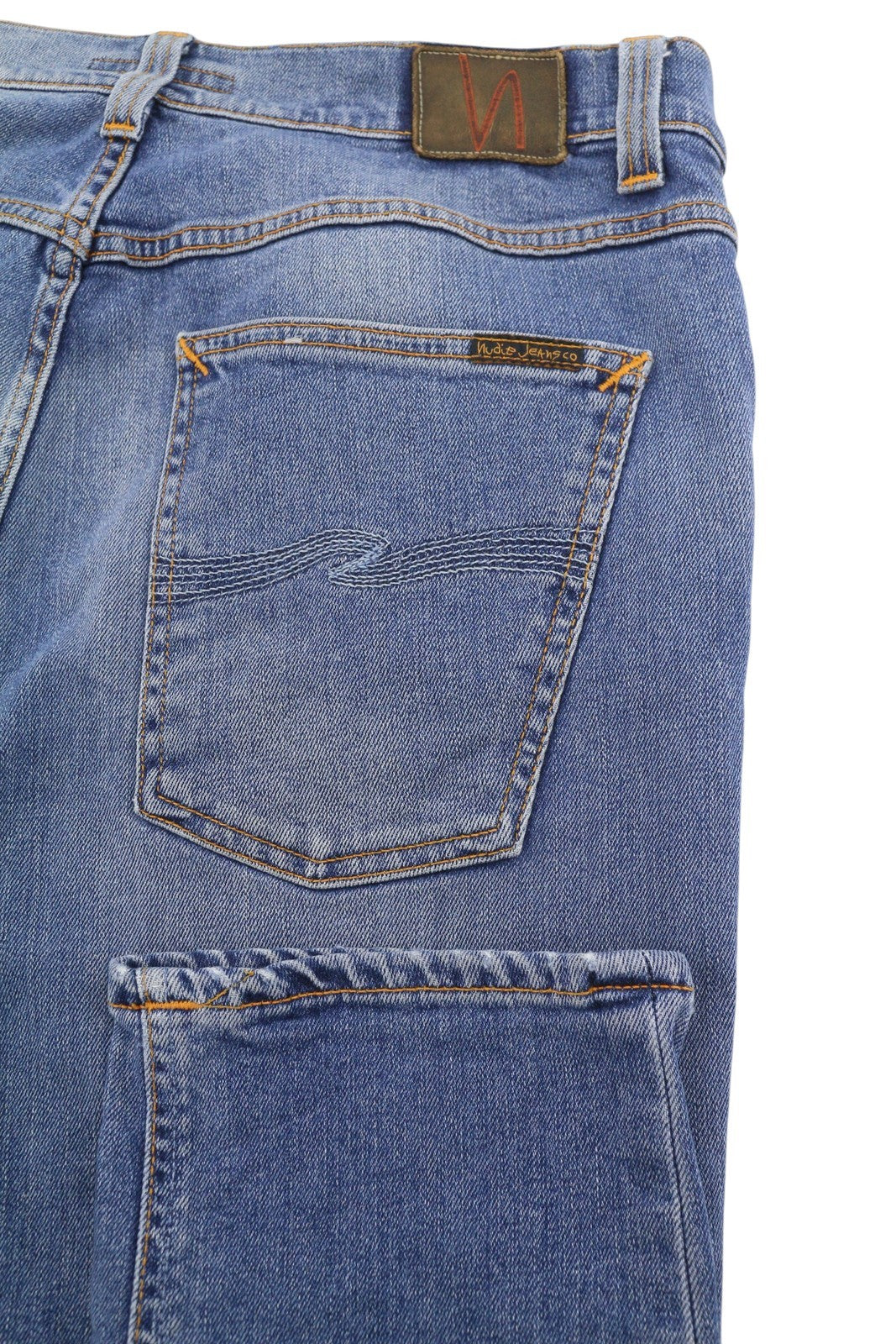 NUDIE JEANS Lean Dean Indigo Spirit Men Jeans W34/L34 Blue Whiskers Faded Slim
