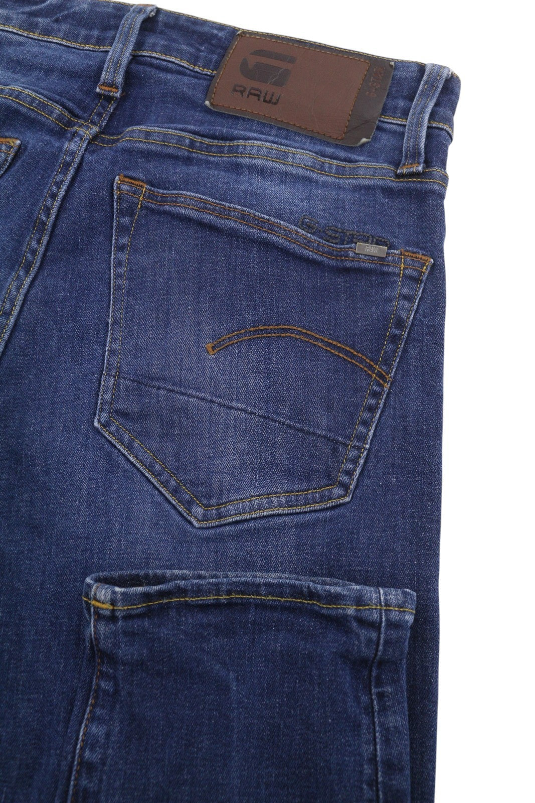 G-STAR 3301 Slim Men Jeans W28/L32 Blue Whiskers Faded Button Fly