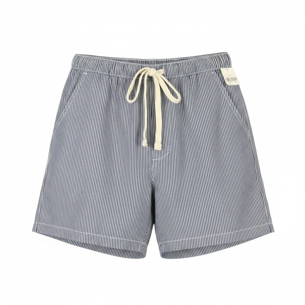 LEVI'S XX Chino Bay Men Shorts XL Blue Pinstriped Drawstring Waist Big E