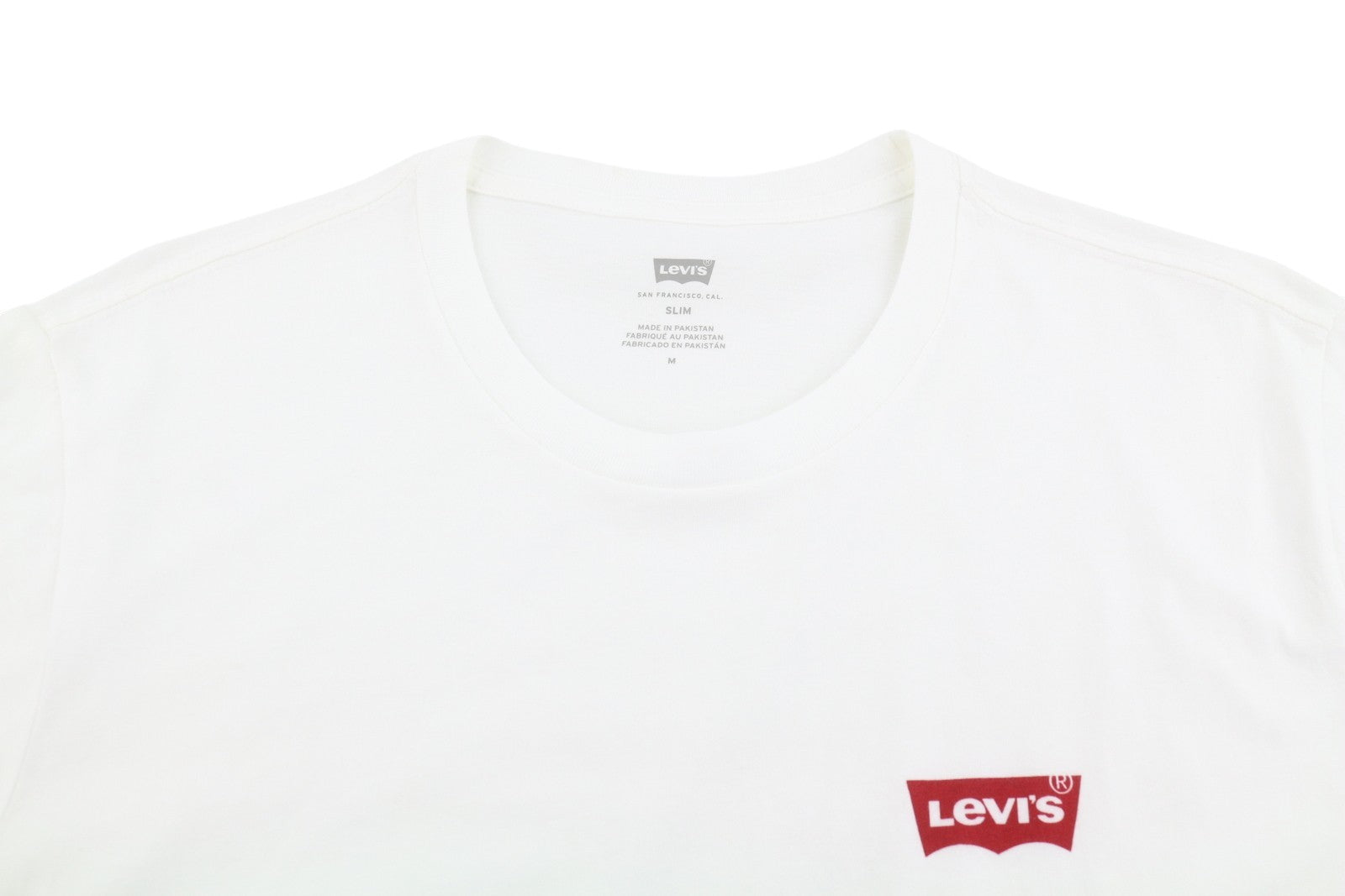 LEVI'S Slim Men T-Shirt M White Cotton Tricot Crew Short Sleeved