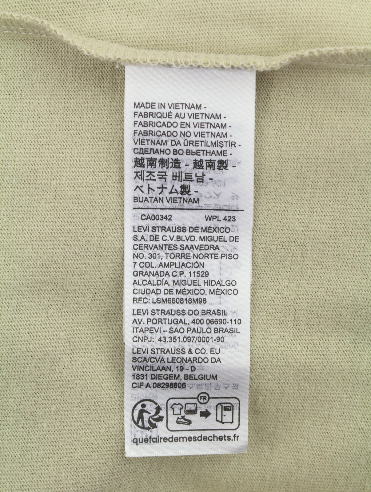 LEVI'S Standard Men T-Shirt XS Beige Cotton Tricot Crew Short Sleeved