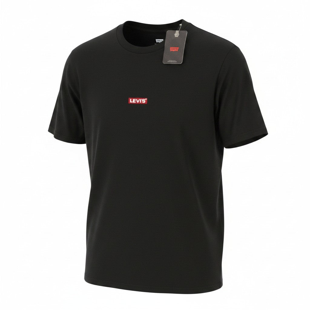 LEVI'S Relaxed Men T-Shirt S Black Tricot Cotton Crew Neck Short Sleeve
